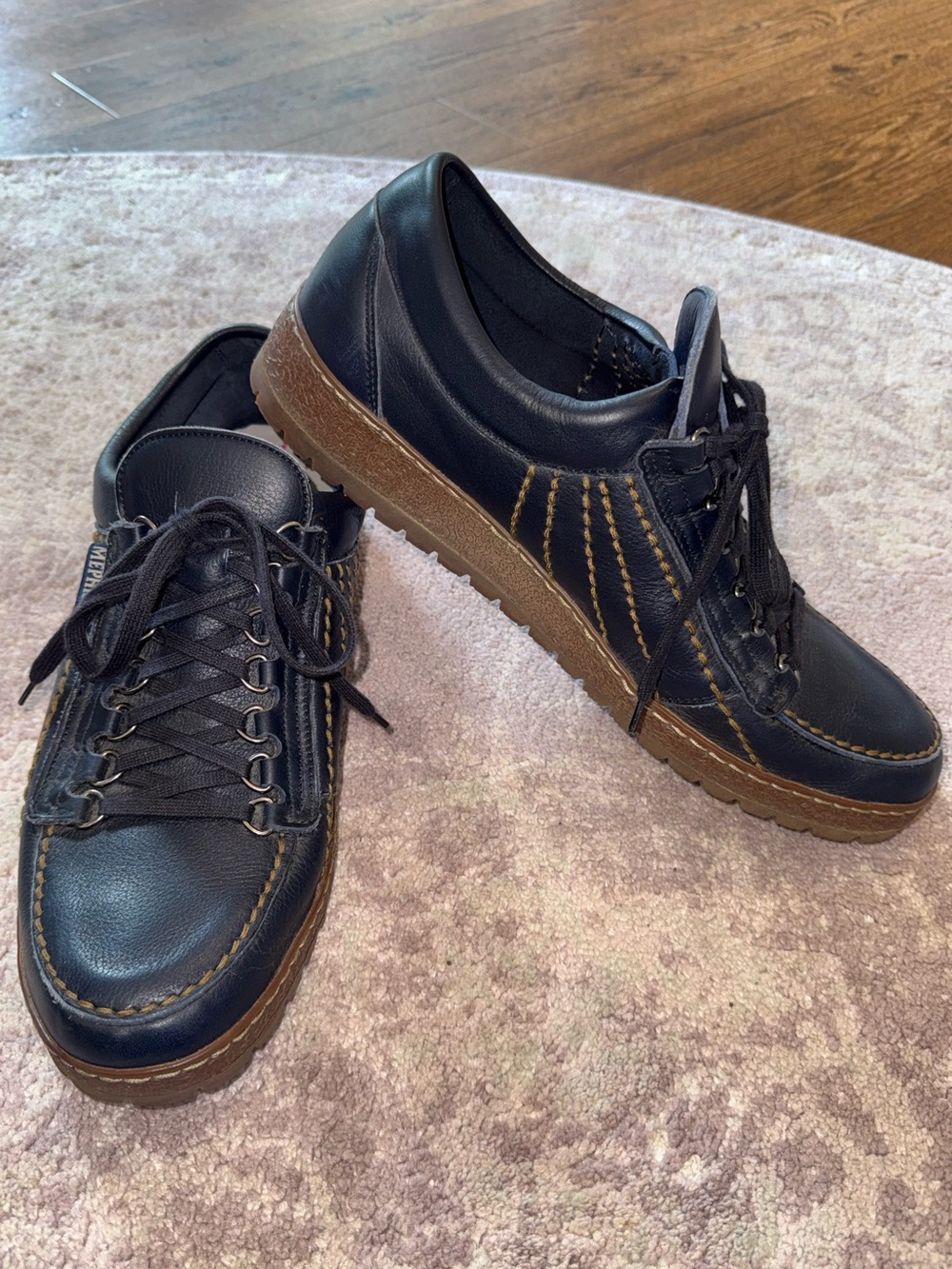 Mephisto Men’s 13 Navy Blue Rainbow Air Relax Leather Low-top Shoes